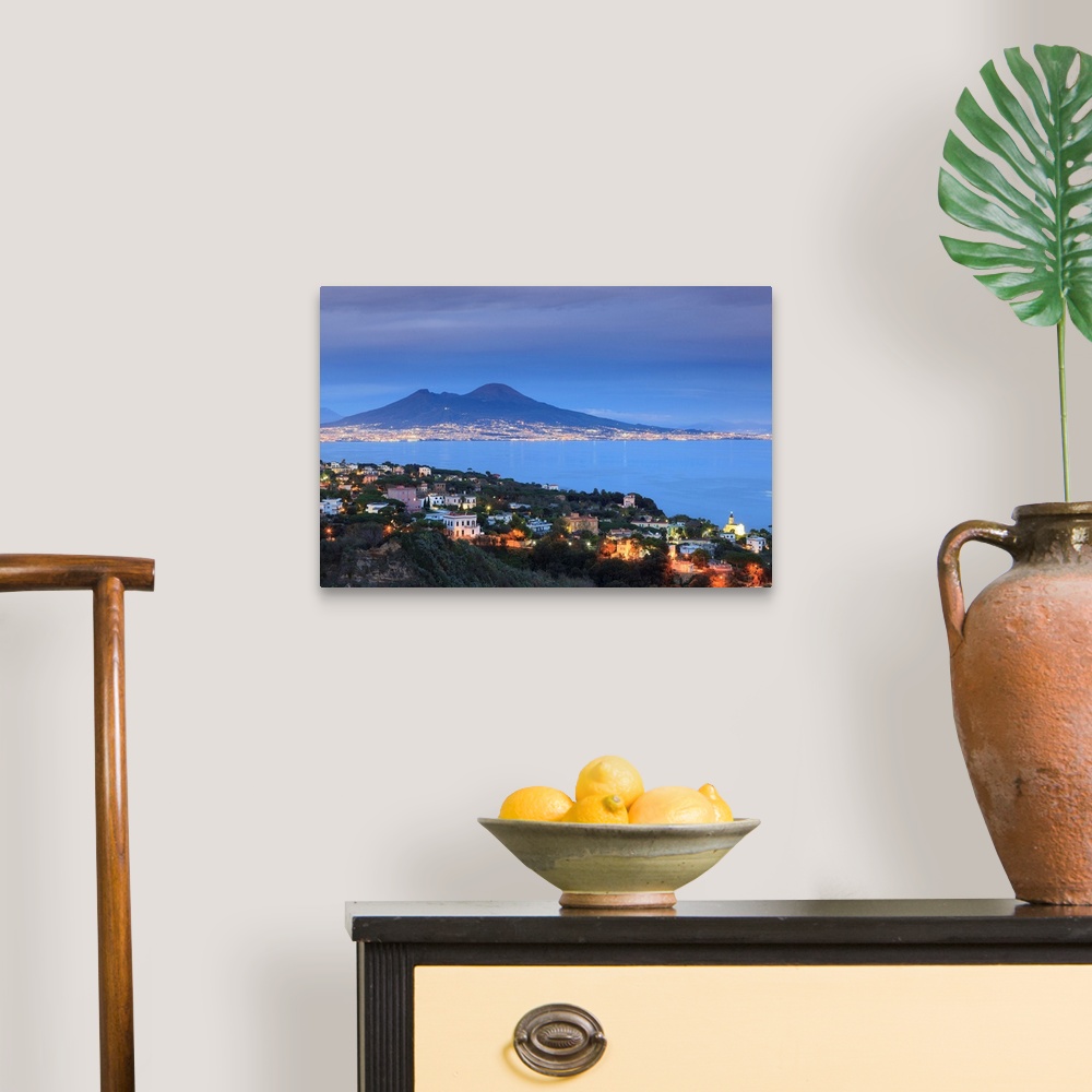 A traditional room featuring Italy, Naples, view of Naples, Posillipo town and Mt. Vesuvius