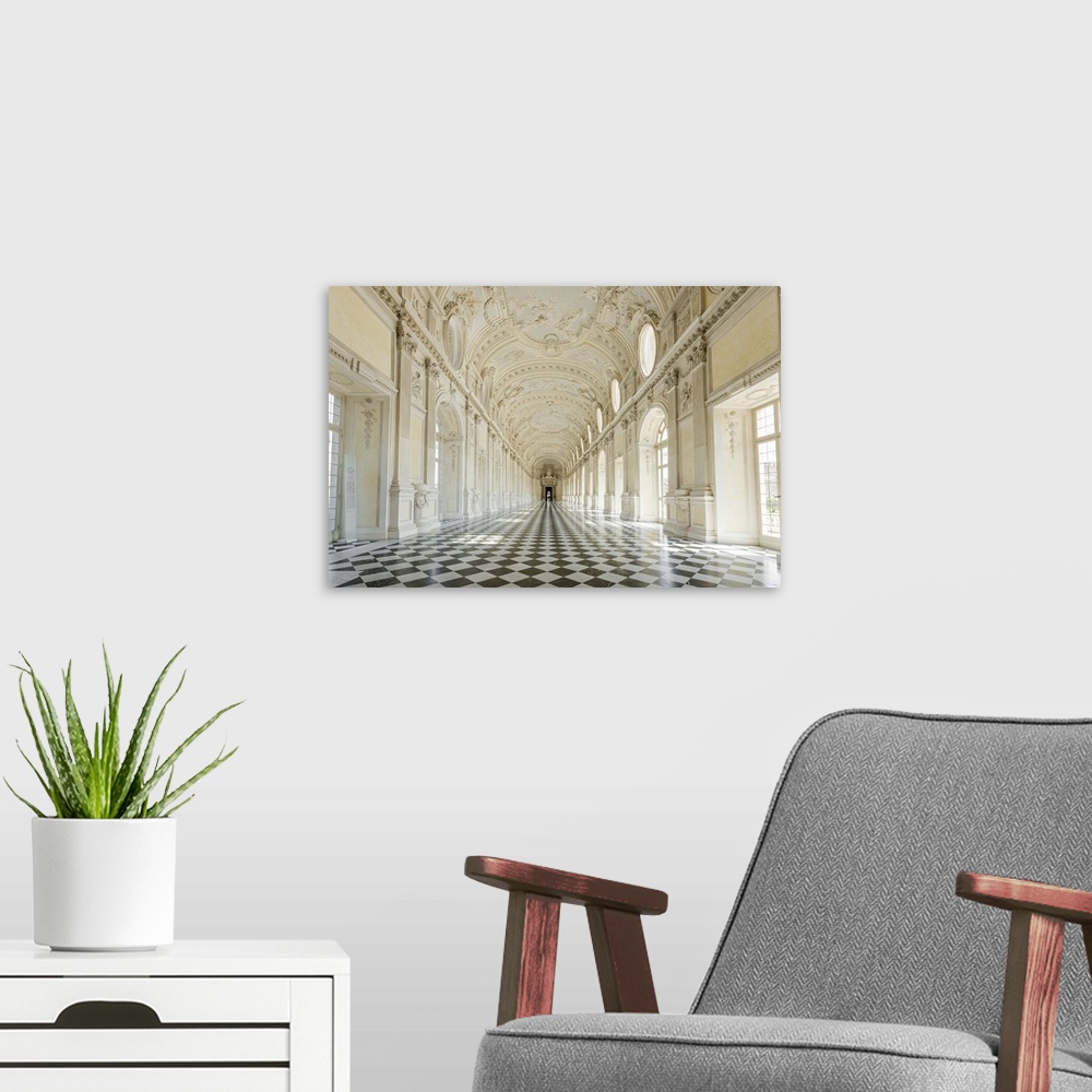 A modern room featuring Europe, Italy, Piedmont. The Galleria Grande of the Venaria reale.