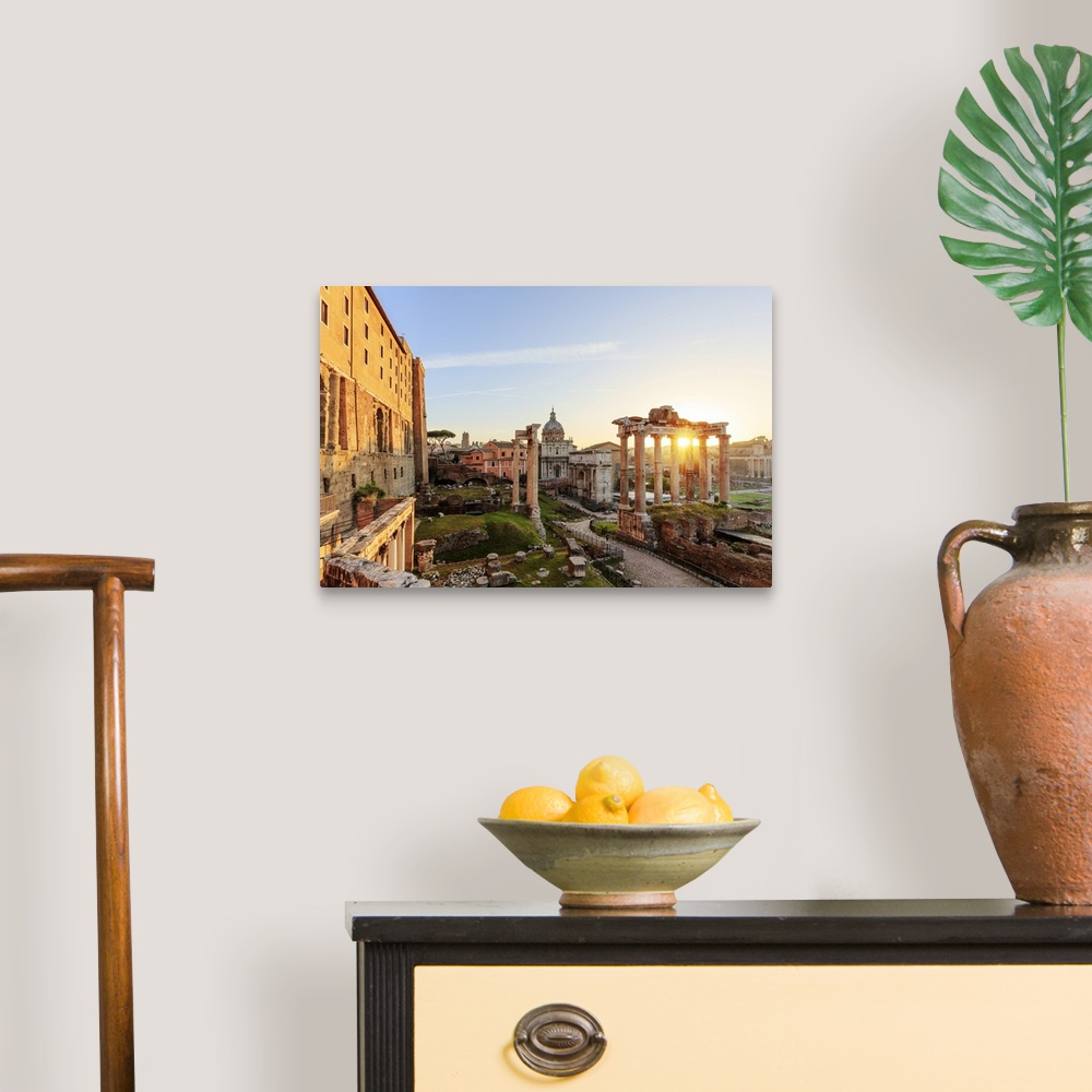 A traditional room featuring Italy, Rome, Colosseum and Roman Forum at sunrise