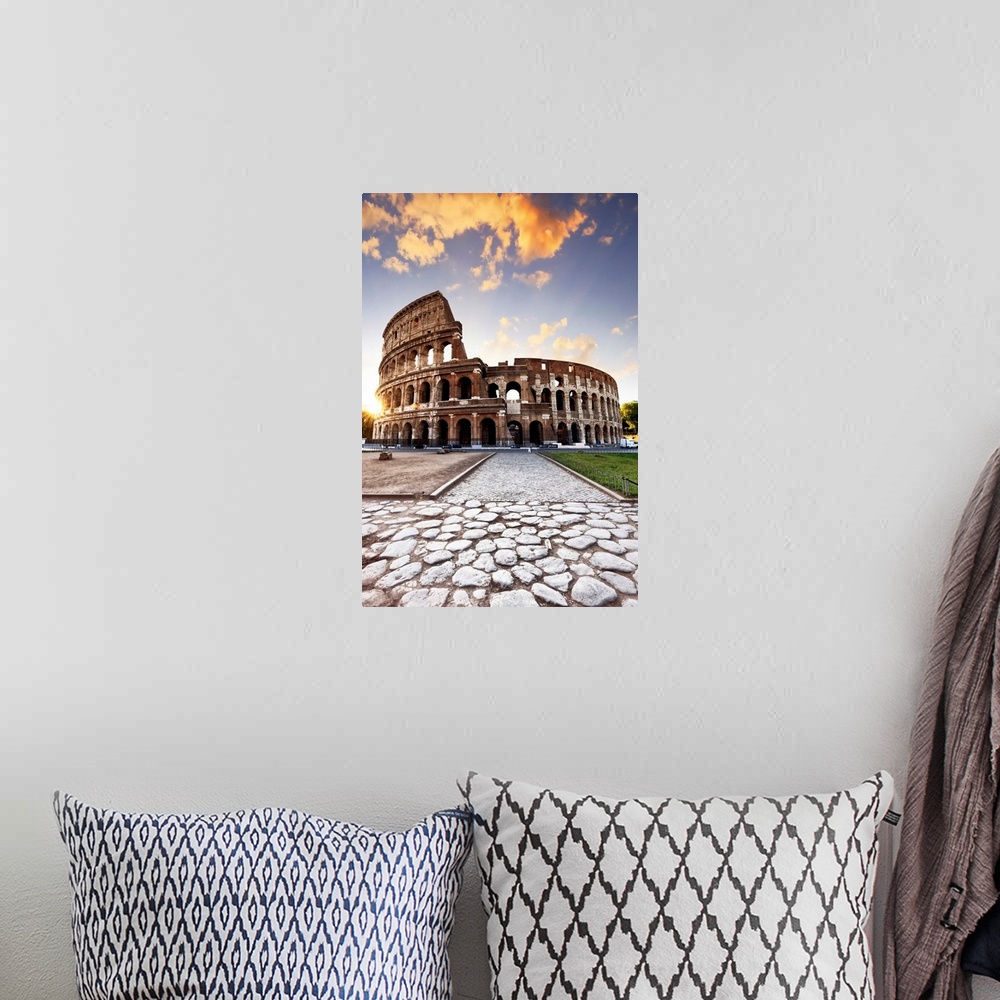 A bohemian room featuring Italy, Rome, Colosseum and Roman Forum at sunrise