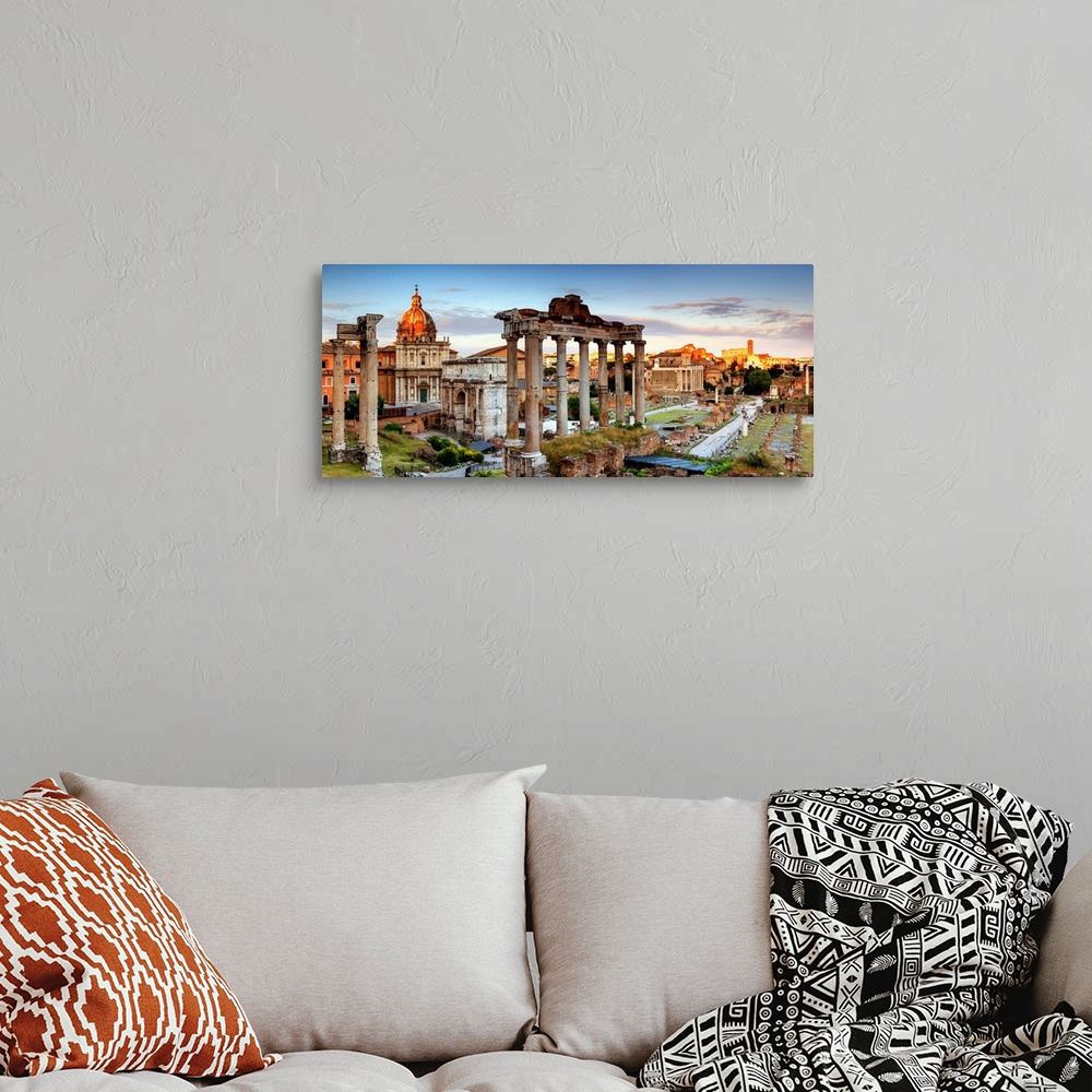 A bohemian room featuring Italy, Rome, Colosseum and Roman Forum at sunset