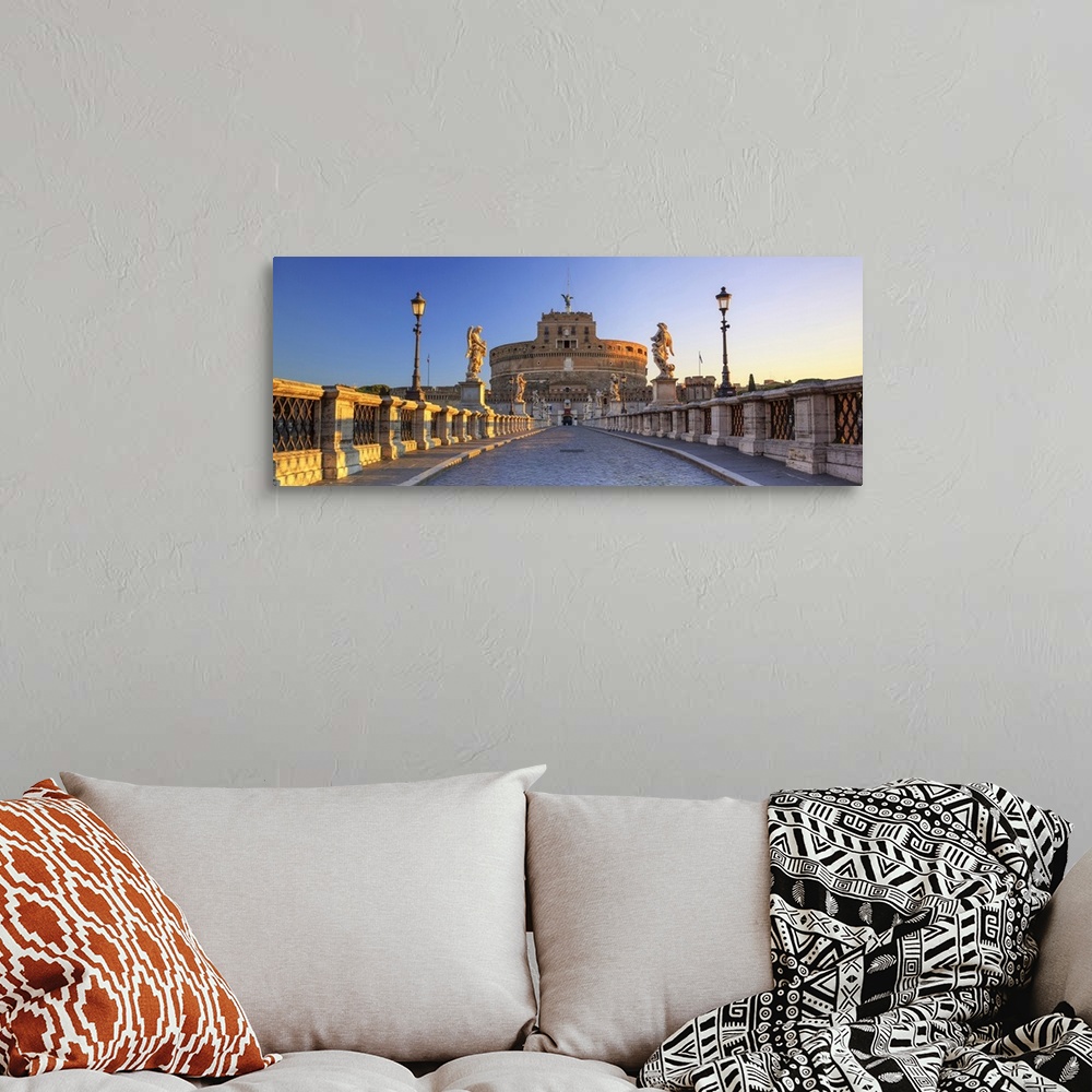A bohemian room featuring Italy, Rome, Mausoleum of Hadrian (known as Castel Sant'Angelo)  at sunrise