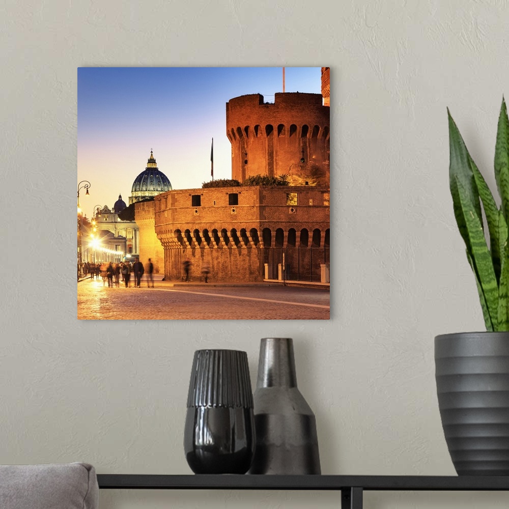 A modern room featuring Italy, Rome, St. Peter Basilica by night