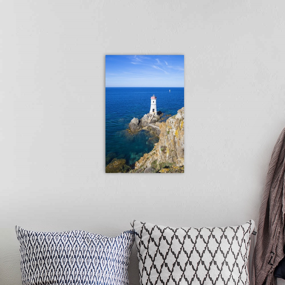 A bohemian room featuring Italy, Sardinia, Porto Cervo, Capo Ferro, Capo Ferro Lighthouse.