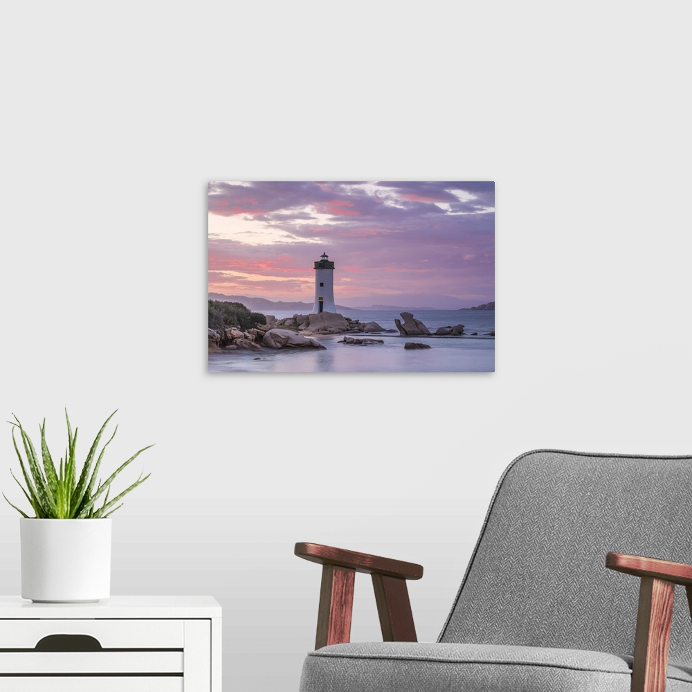 A modern room featuring Italy, Sardinia, Sassari Province, Palau, Porto Faro Lighthouse.