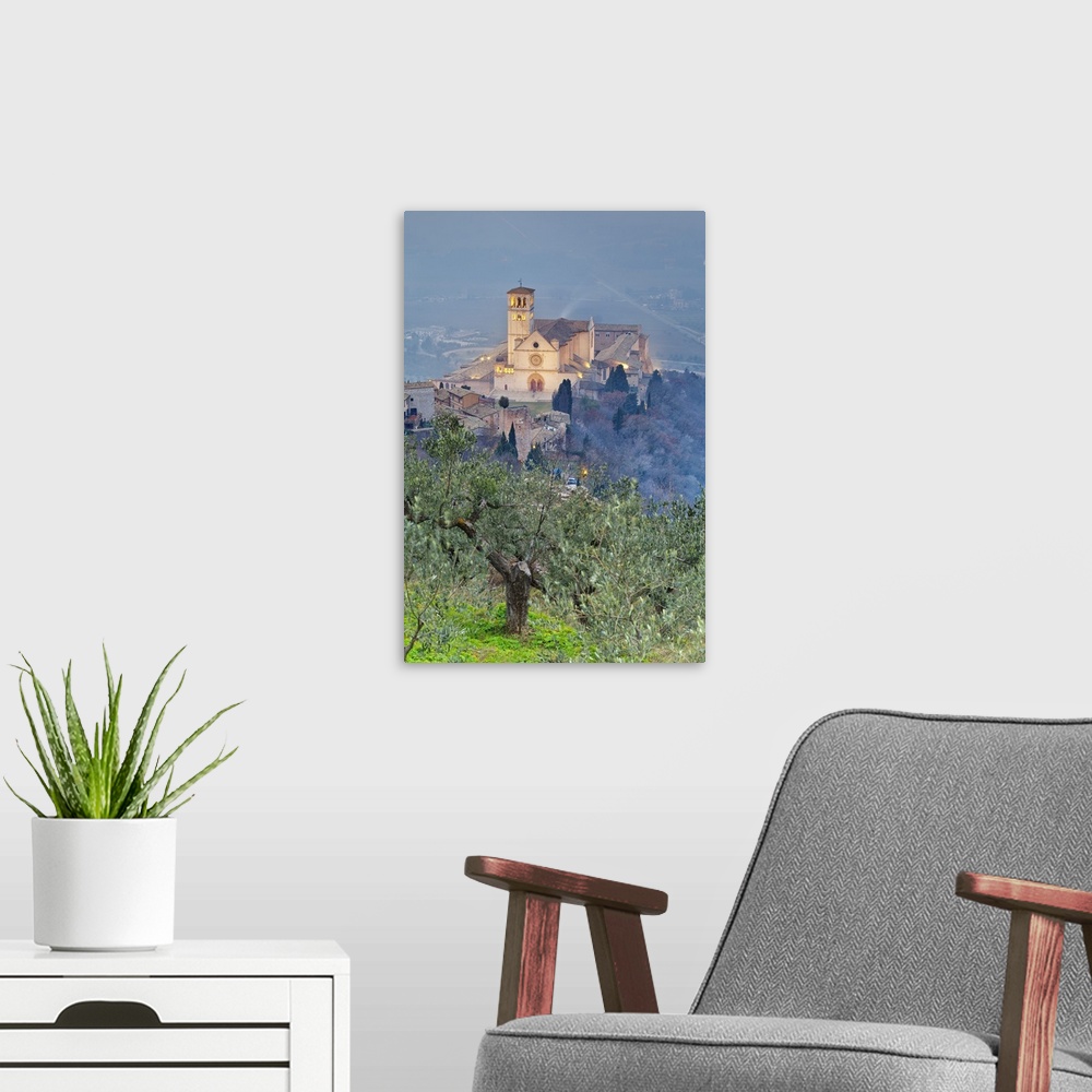 A modern room featuring Italy, Umbria, Perugia district, Assisi, Basilica of San Francesco.