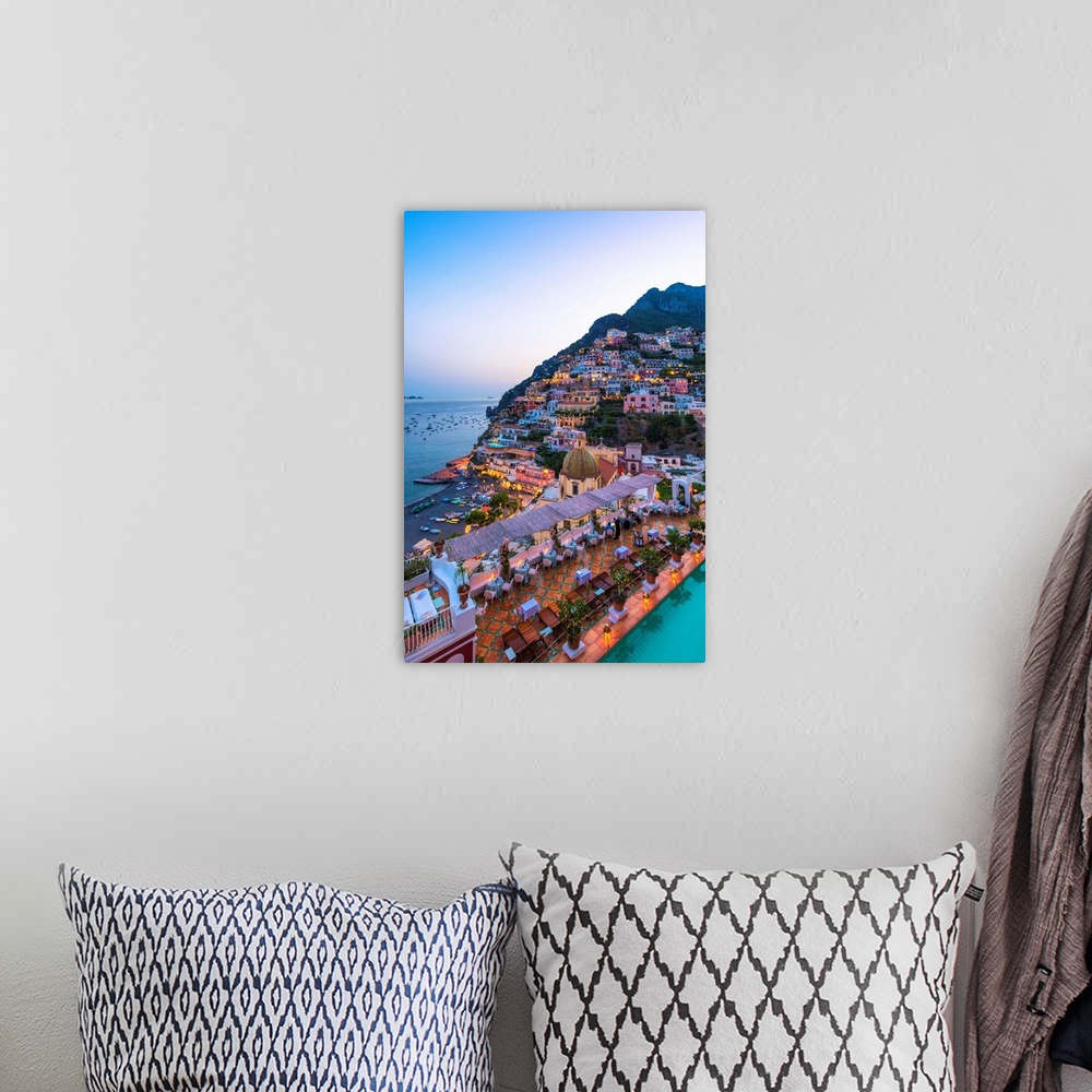 A bohemian room featuring Positano, Amalfi Coast, Salerno Province, Campania, Italy-View Of The Positano Village During The...