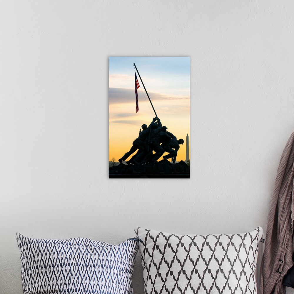 A bohemian room featuring Time lapse of the Statue of Iwo Jima U S Marine Corps Memorial at Arlington National Cemetery, Wa...