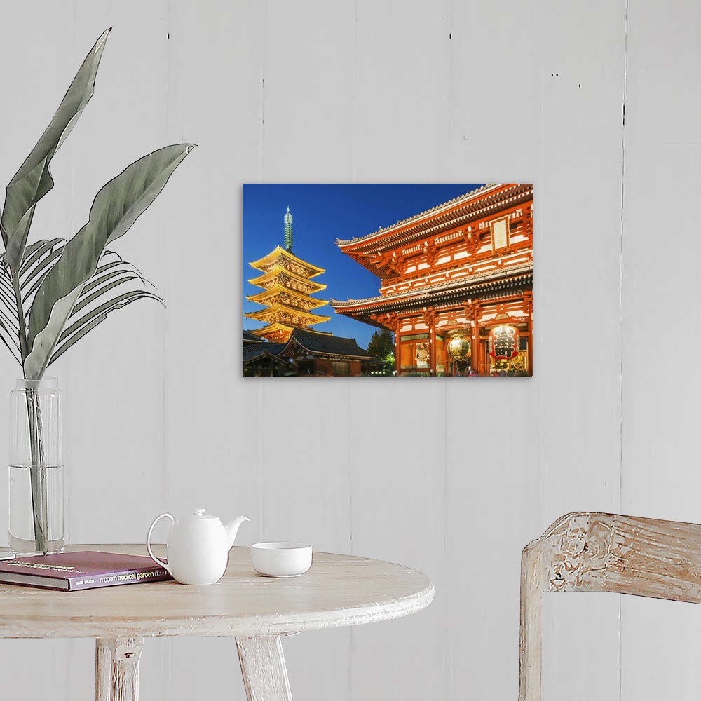A farmhouse room featuring Japan, Honshu, Tokyo, Asakusa, Sensoji Temple aka Asakusa Kannon Temple, Pagoda and Temple Gate.