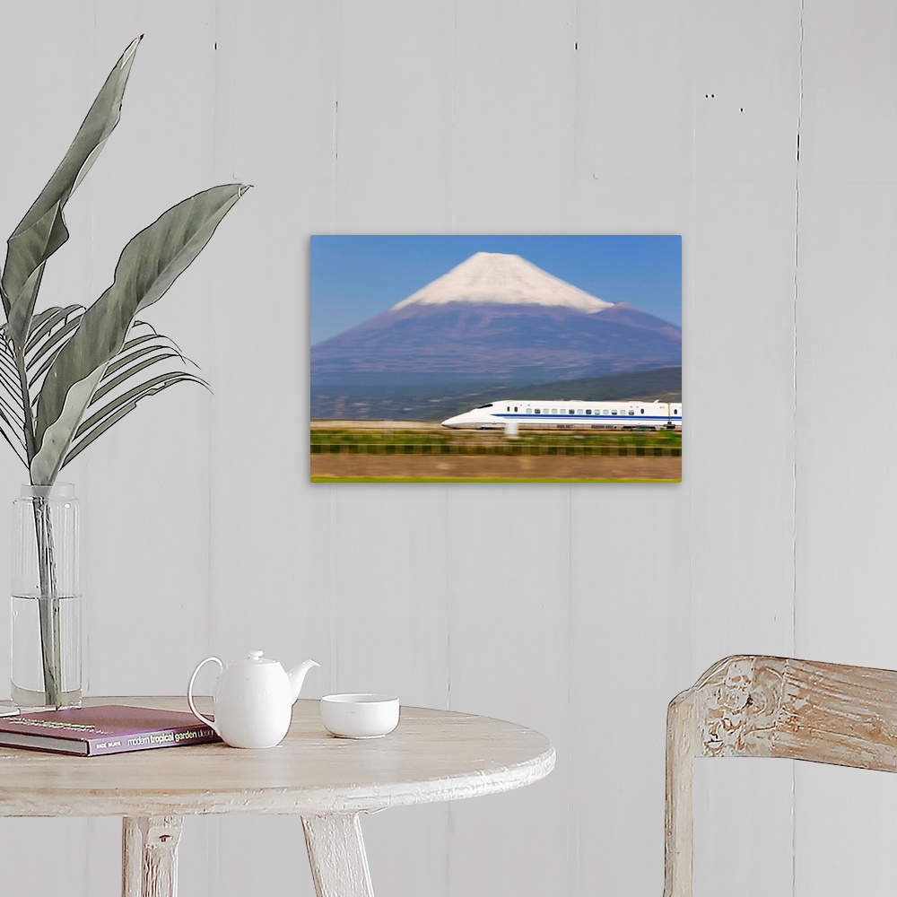 A farmhouse room featuring Japan, Houshu, Shinkansen (Bullet train) which reaches speeds of up to 300km/h passing Mount Fuji...