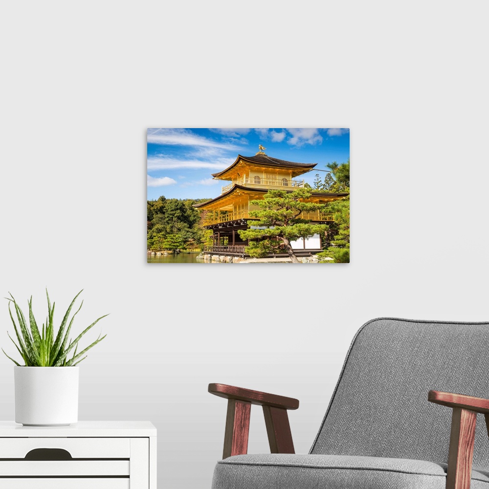 A modern room featuring Japan, Kyoto, Kinkaku-ji, -The Golden Pavilion officially named Rokuon-ji.
