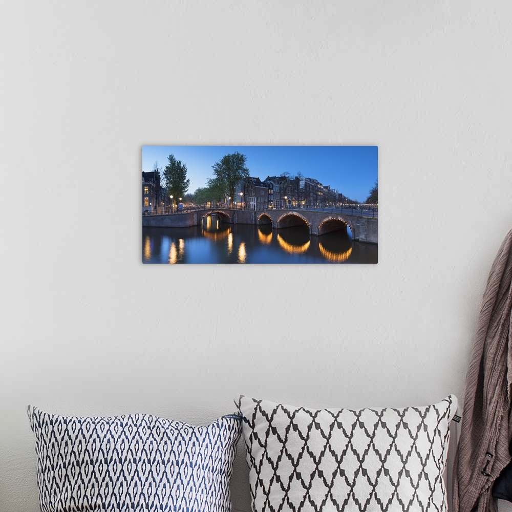 A bohemian room featuring Keizersgracht canal at dusk, Amsterdam, Netherlands