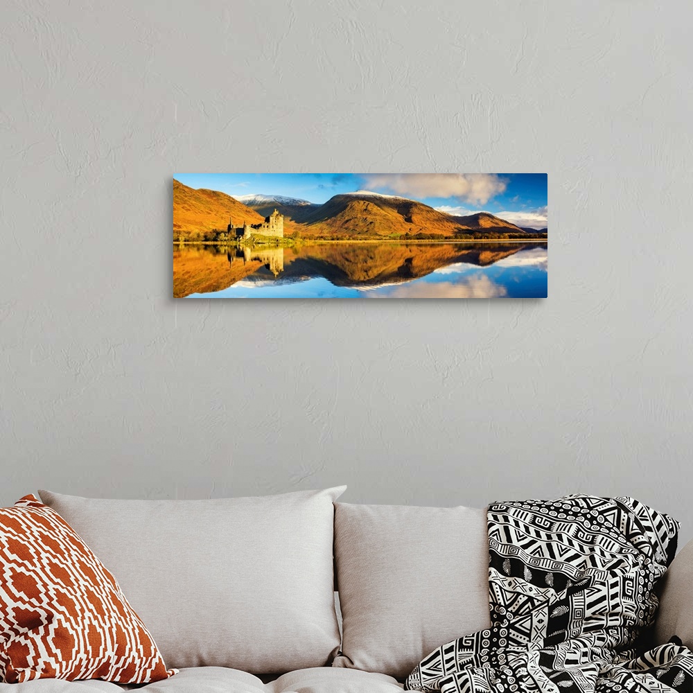 A bohemian room featuring Kilchurne Castle Reflecting In Loch Awe, Argyll And Bute, Scotland