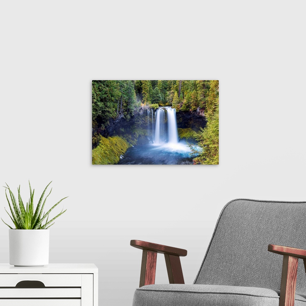 A modern room featuring Koosah Falls, Willamette National Forest, Oregon, Usa