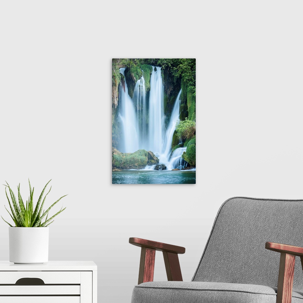 A modern room featuring Kravice Waterfalls, Bosnia