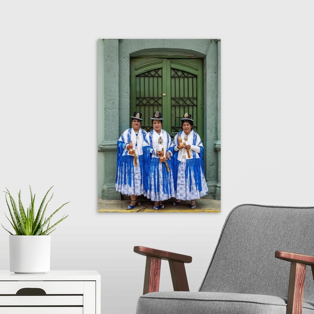 A modern room featuring Ladies in traditional clothing, Fiesta de la Virgen de la Candelaria, Puno, Peru