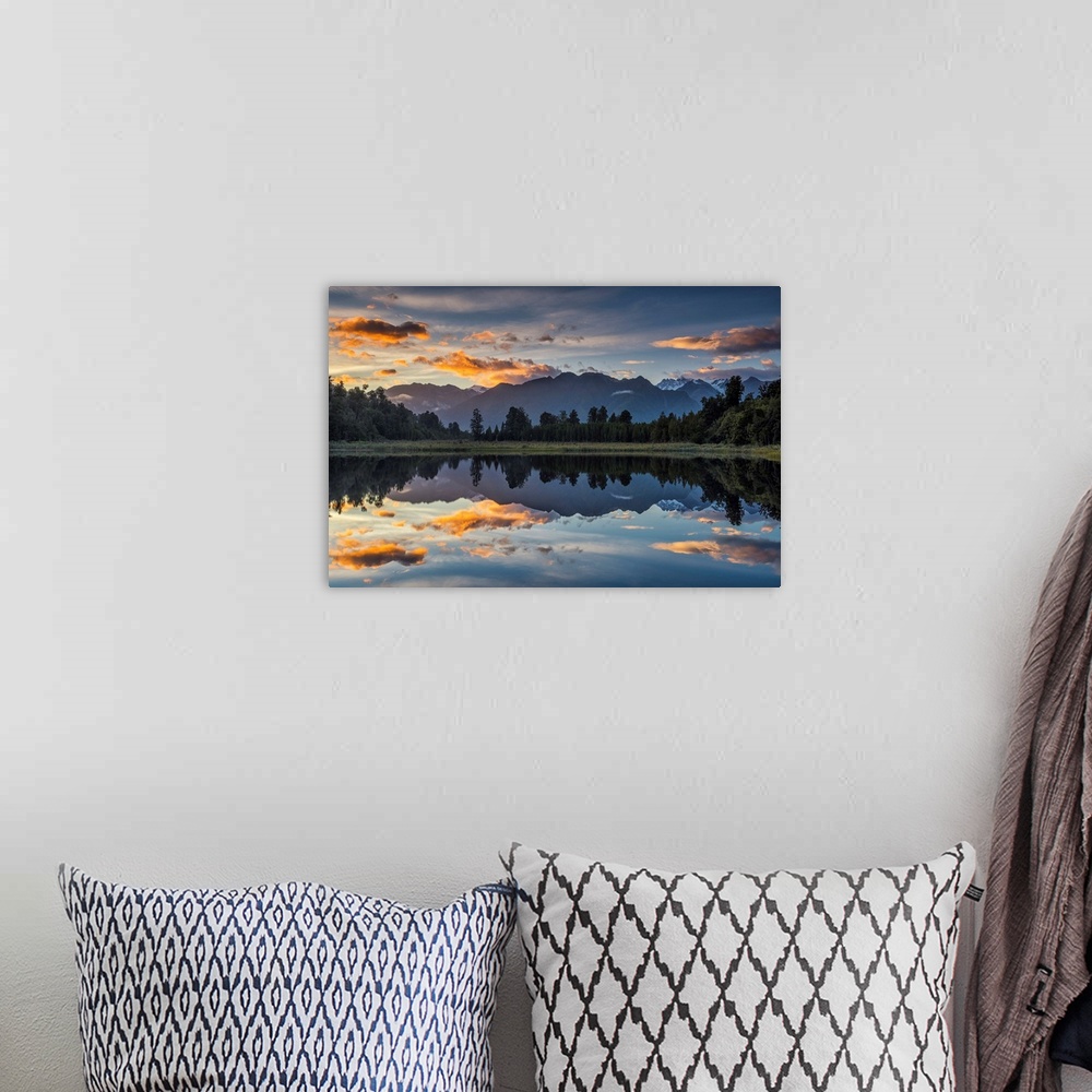 A bohemian room featuring Lake Matheson At Sunrise, New Zealand