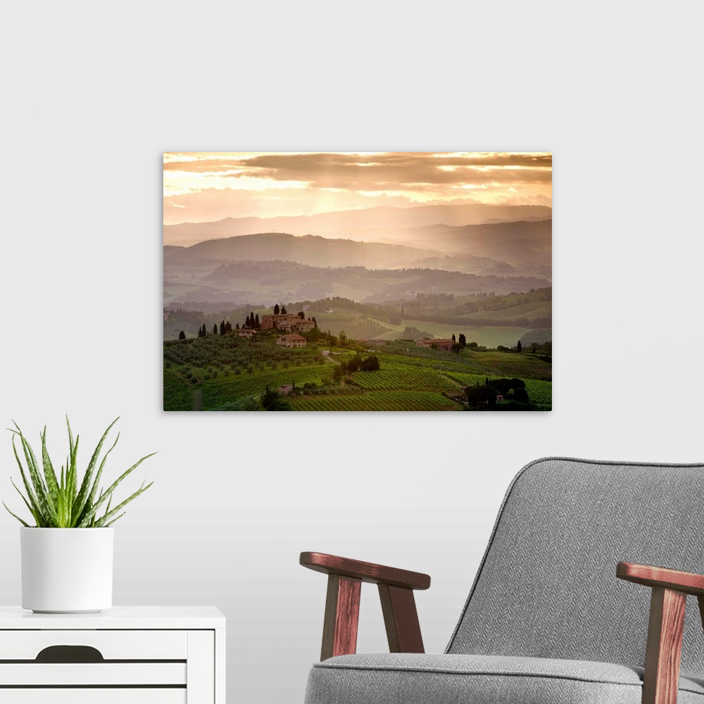 A modern room featuring Landscape, San Gimignano, Tuscany, Italy