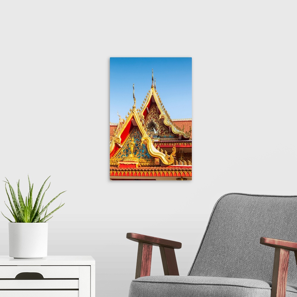 A modern room featuring Laos, Vientiane, Wat Chanthabuli, detail.