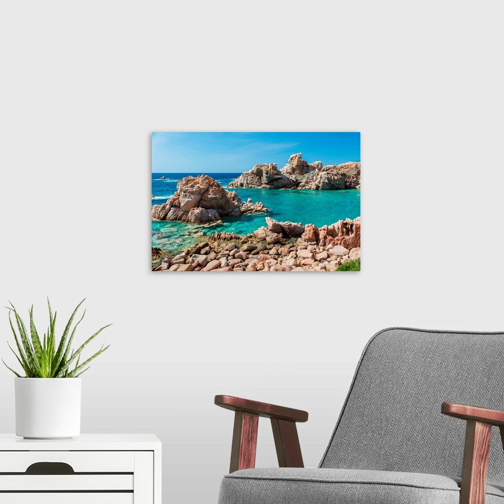 A modern room featuring Li Cossi Beach, Costa Paradiso, Olbia Tempio Province, Sardinia, Italy