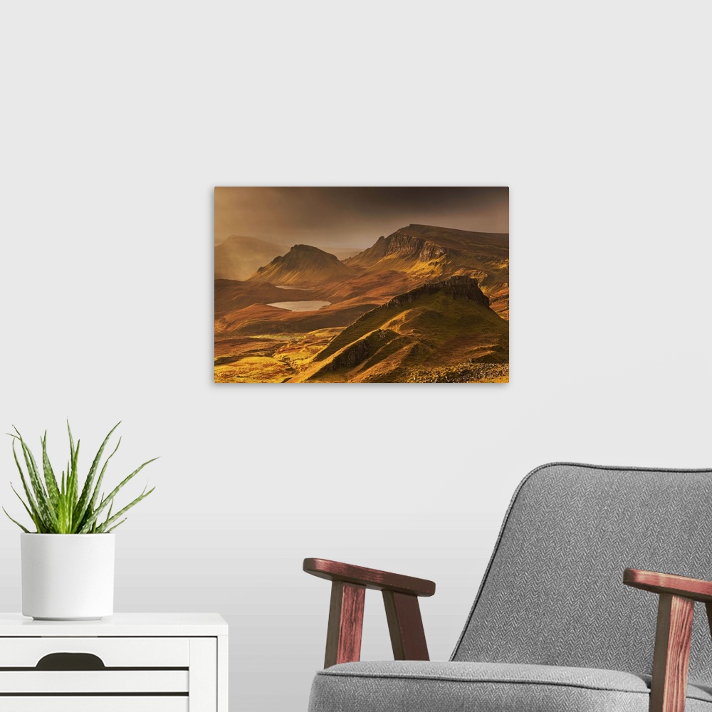 A modern room featuring Spectacular light over the Trotternish Range from the Quiraing in the Isle of Skye, Scotland. Win...