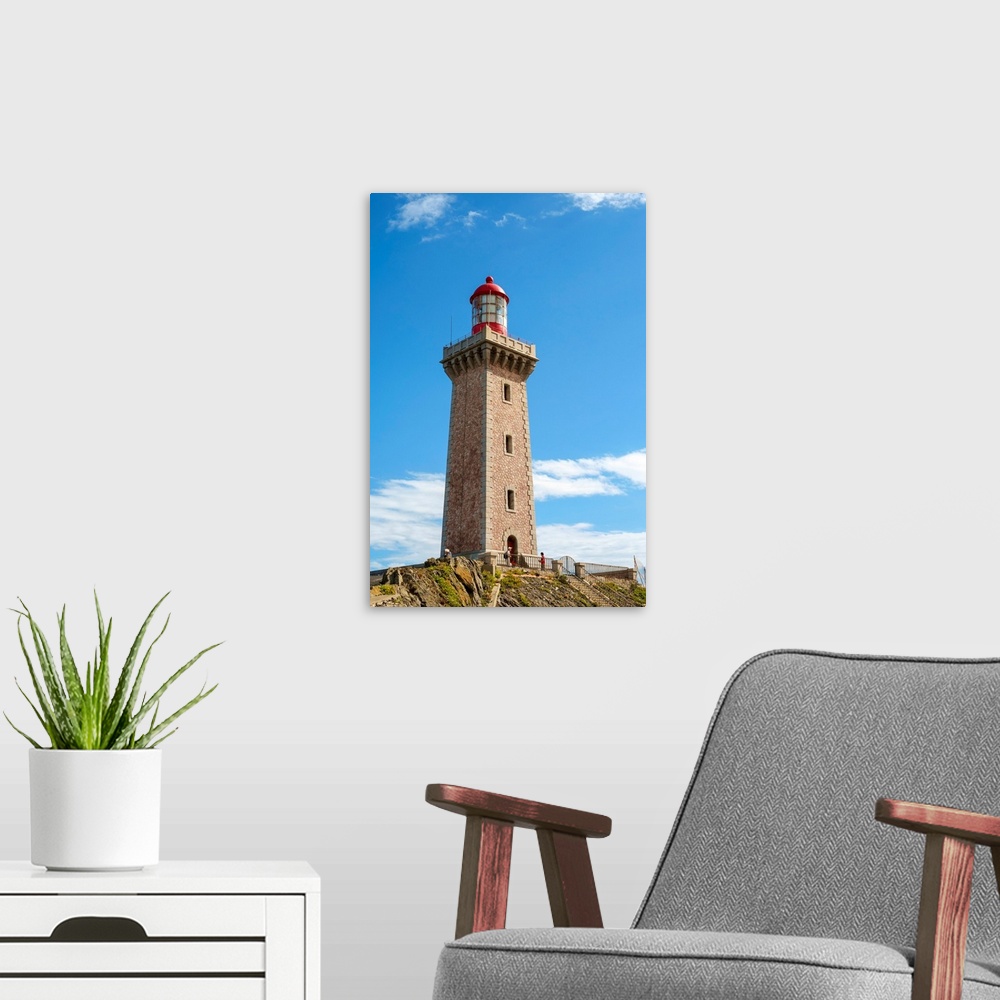 A modern room featuring Lighthouse at Cap Bear, Port-Vendres, Pyrenees-Orientales, Languedoc-Roussillon, France.
