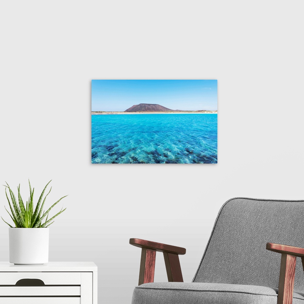 A modern room featuring Lobos island, fuerteventura, canary islands, Spain.