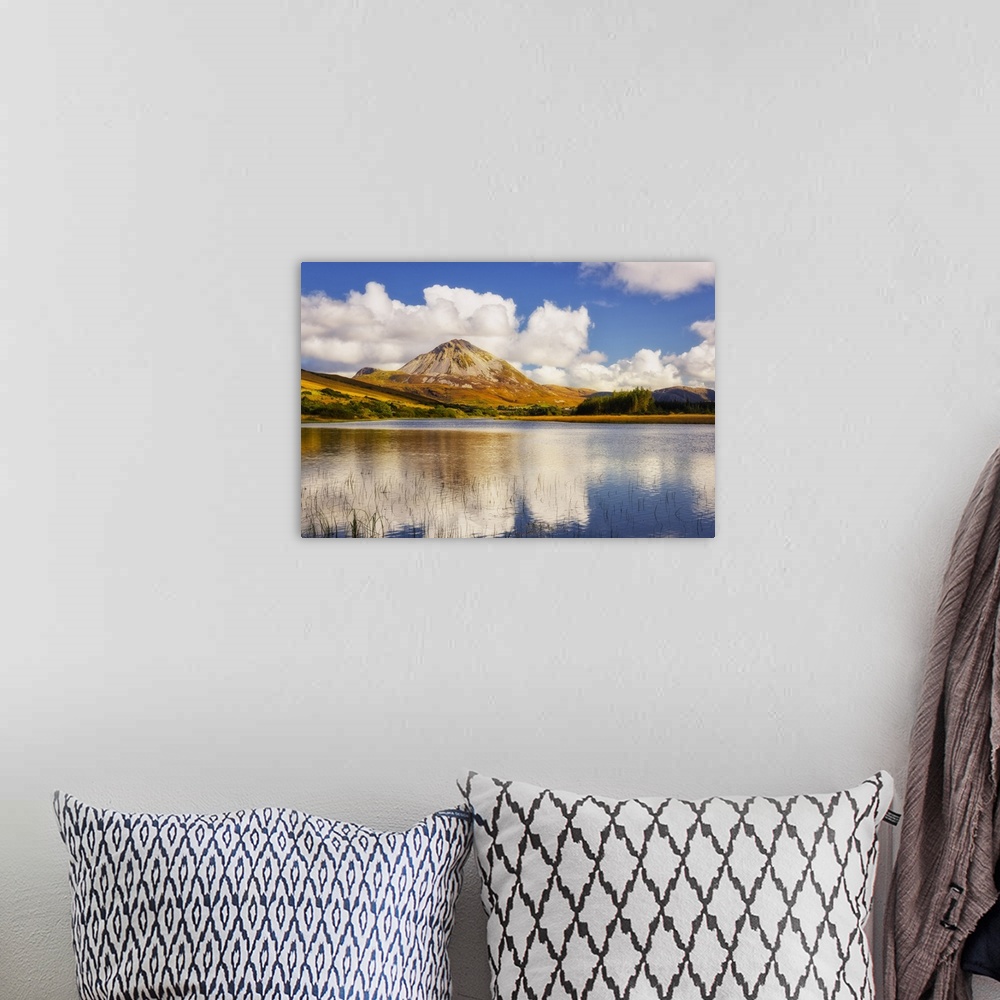 A bohemian room featuring Lough Dunlewey and Mount Errigal, County Donegal, Ulster region, Ireland, Europe