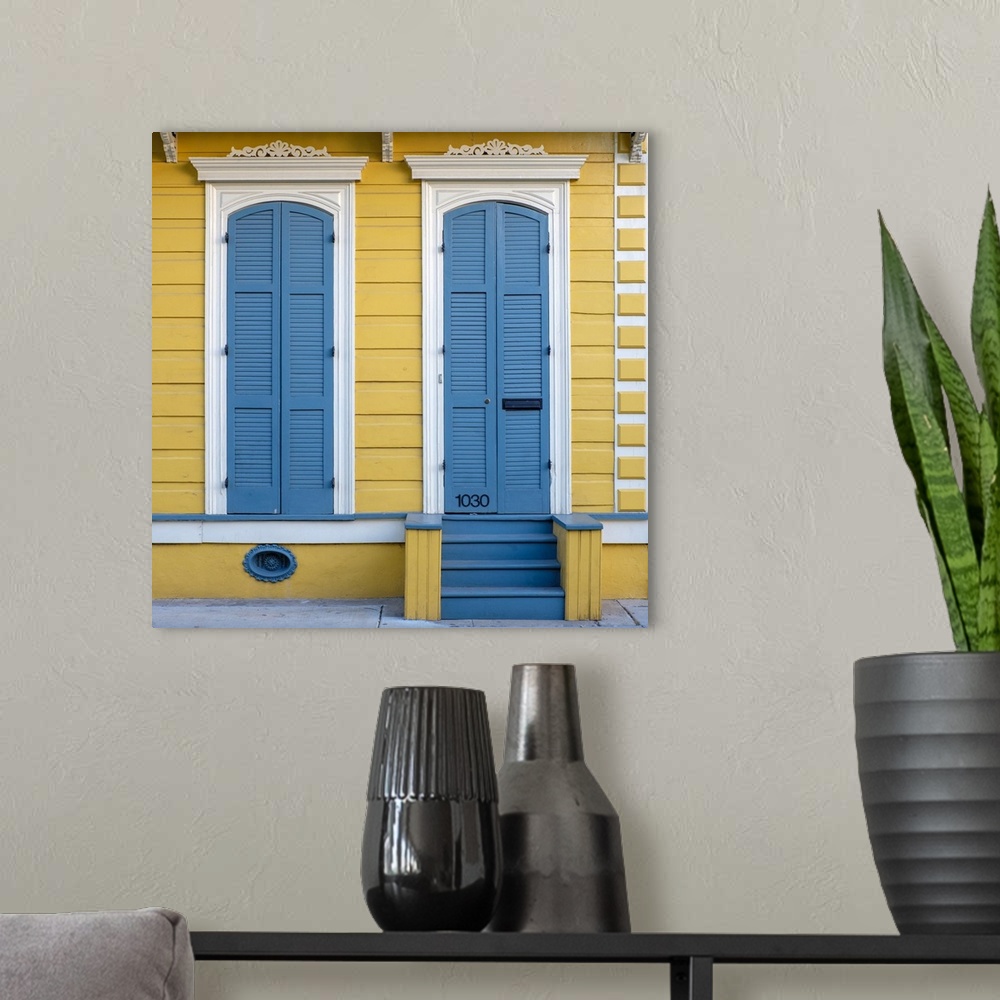 A modern room featuring United States, Louisiana, New Orleans. Colorful doors and windows in the French Quarter.
