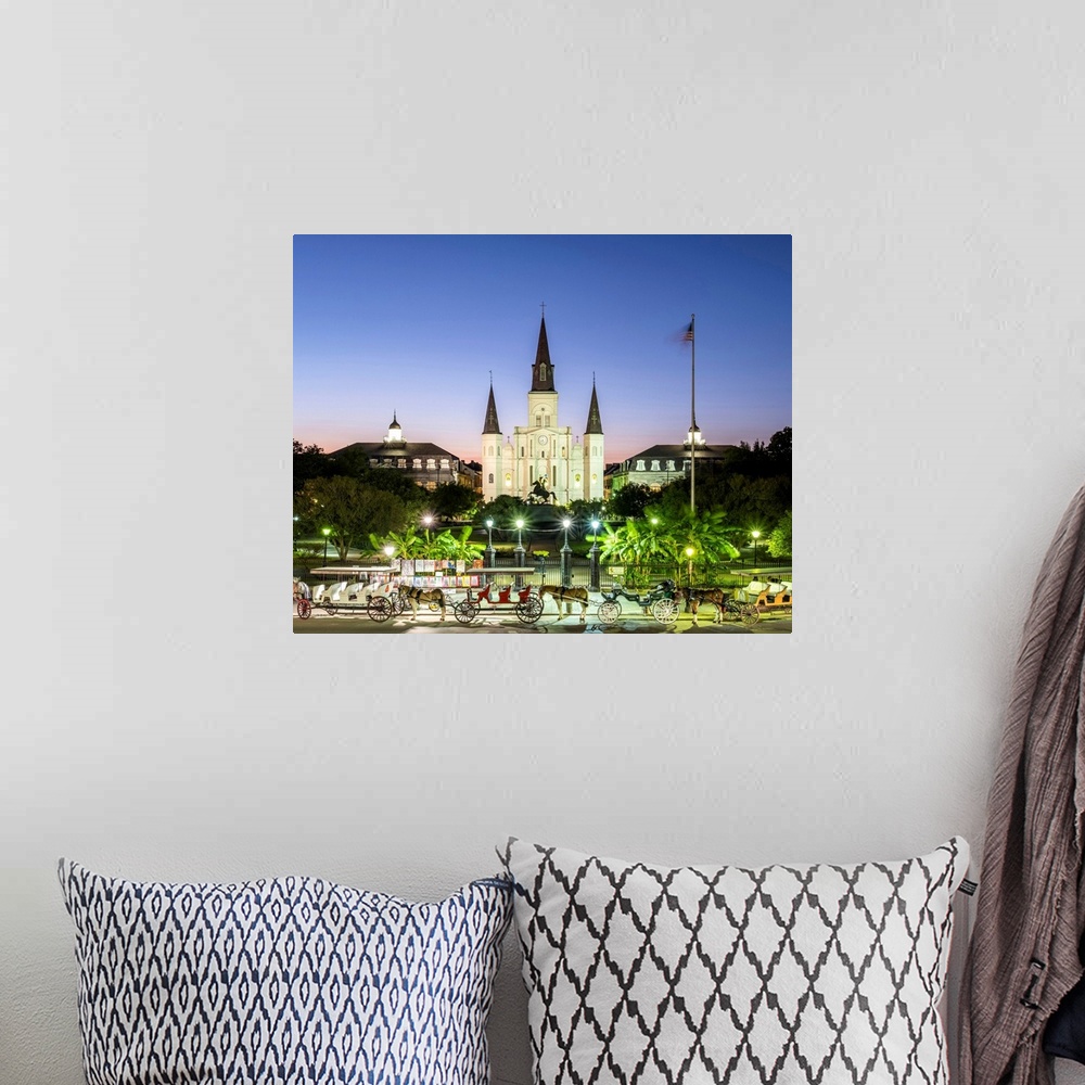 A bohemian room featuring United States, Louisiana, New Orleans, French Quarter. Jackson Square and St. Louis Cathedral at ...