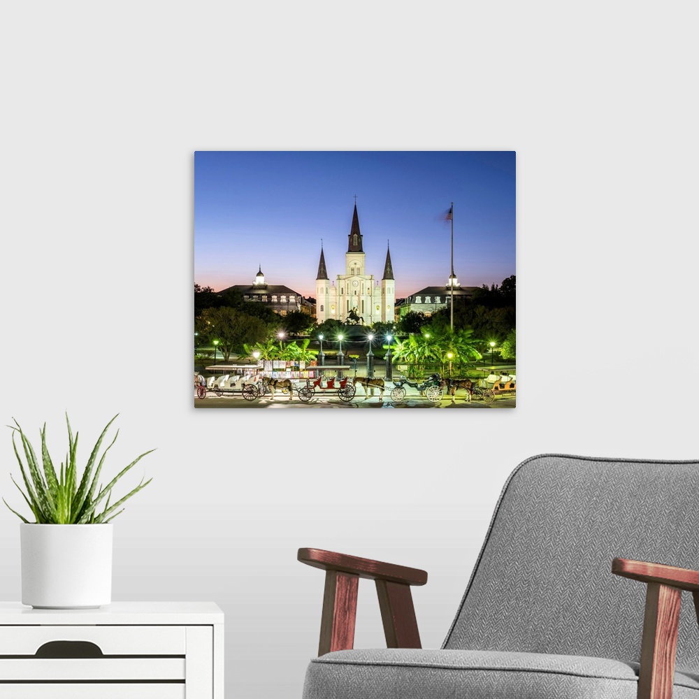 A modern room featuring United States, Louisiana, New Orleans, French Quarter. Jackson Square and St. Louis Cathedral at ...