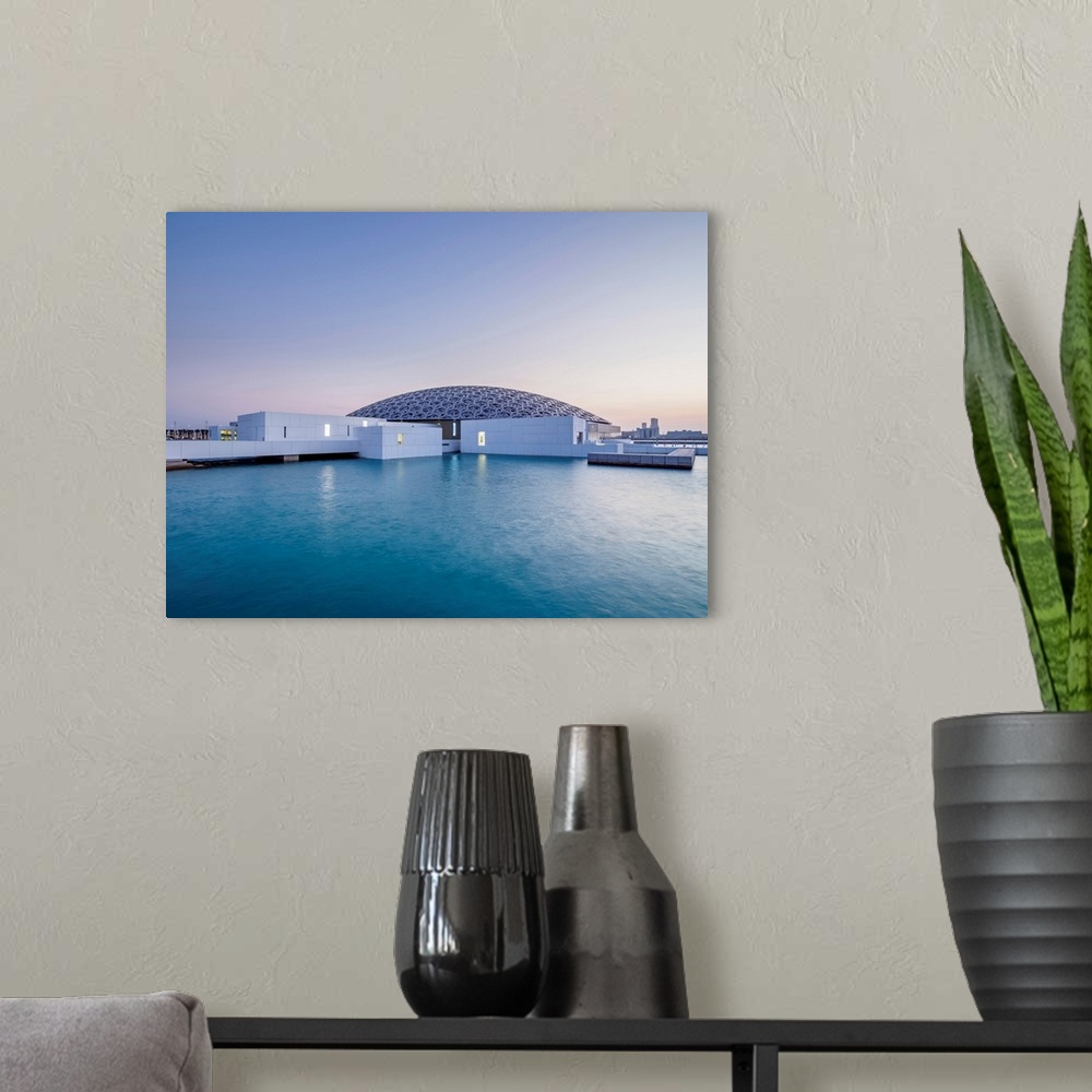 A modern room featuring Louvre Museum At Twilight, Abu Dhabi, United Arab Emirates