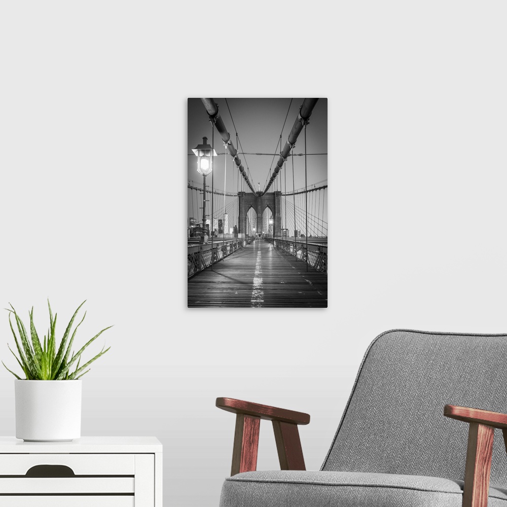 A modern room featuring Lower Manhattan & Brooklyn Bridge, New York City, USA