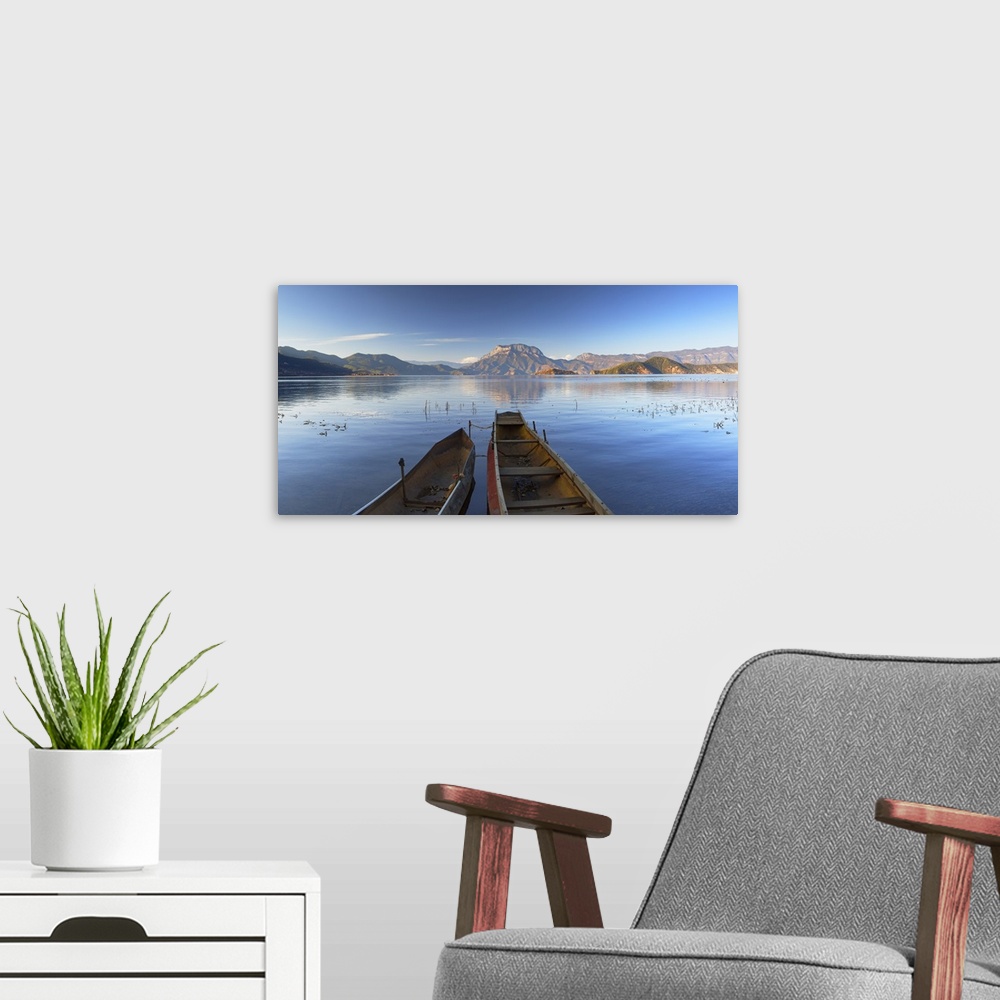A modern room featuring View of Lugu Lake, Yunnan, China.