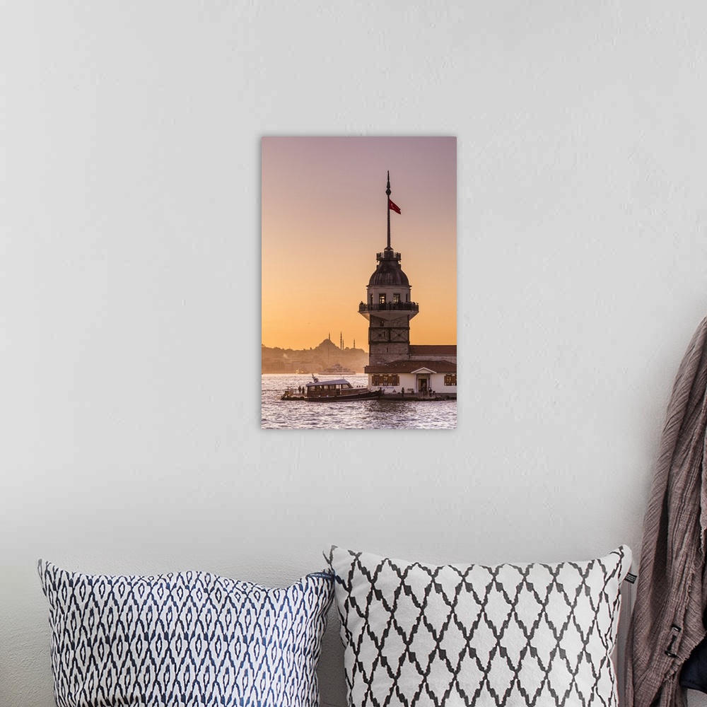 A bohemian room featuring Maiden's Tower & Bosphorus from the Asian side of Istanbul, Turkey
