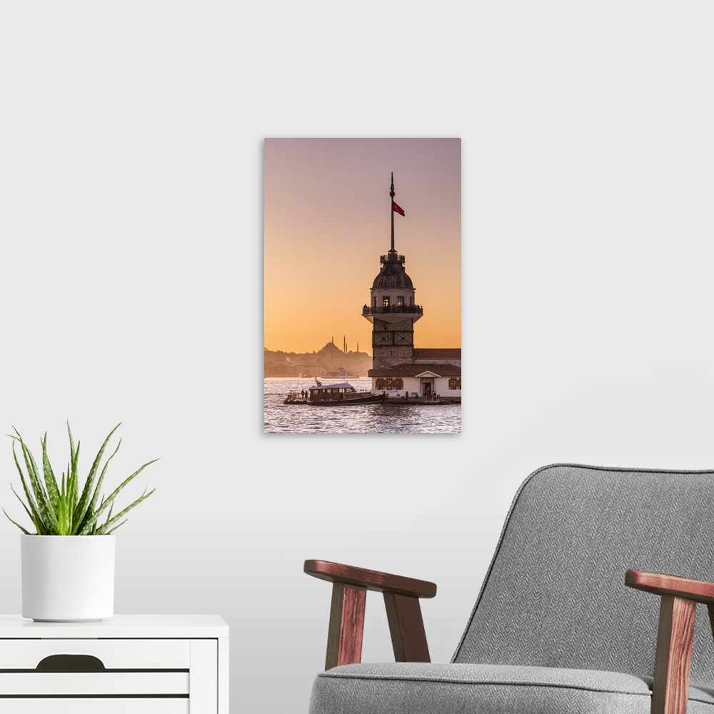 A modern room featuring Maiden's Tower & Bosphorus from the Asian side of Istanbul, Turkey