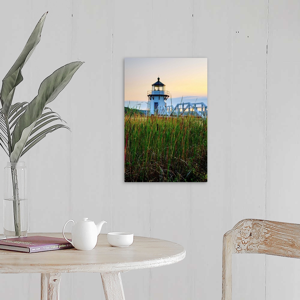 A farmhouse room featuring USA. Maine. Doubling Point Light.