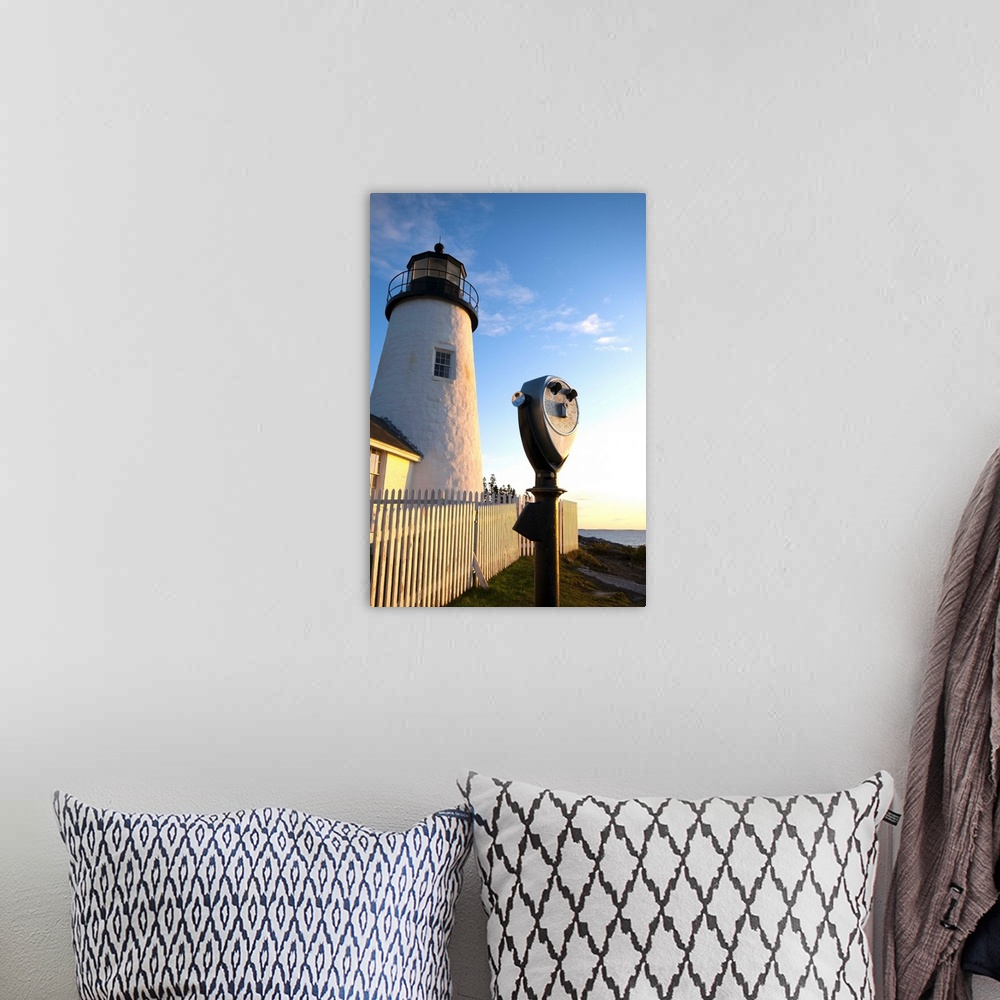 A bohemian room featuring USA, Maine, Pemaquid Peninsular, Pemaquid Point Lighthouse