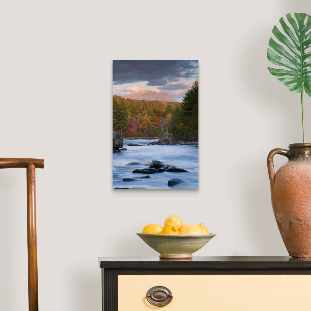 A traditional room featuring USA, Maine, West Branch of the Penobscot River and Mount Katahdin in Baxter State Park