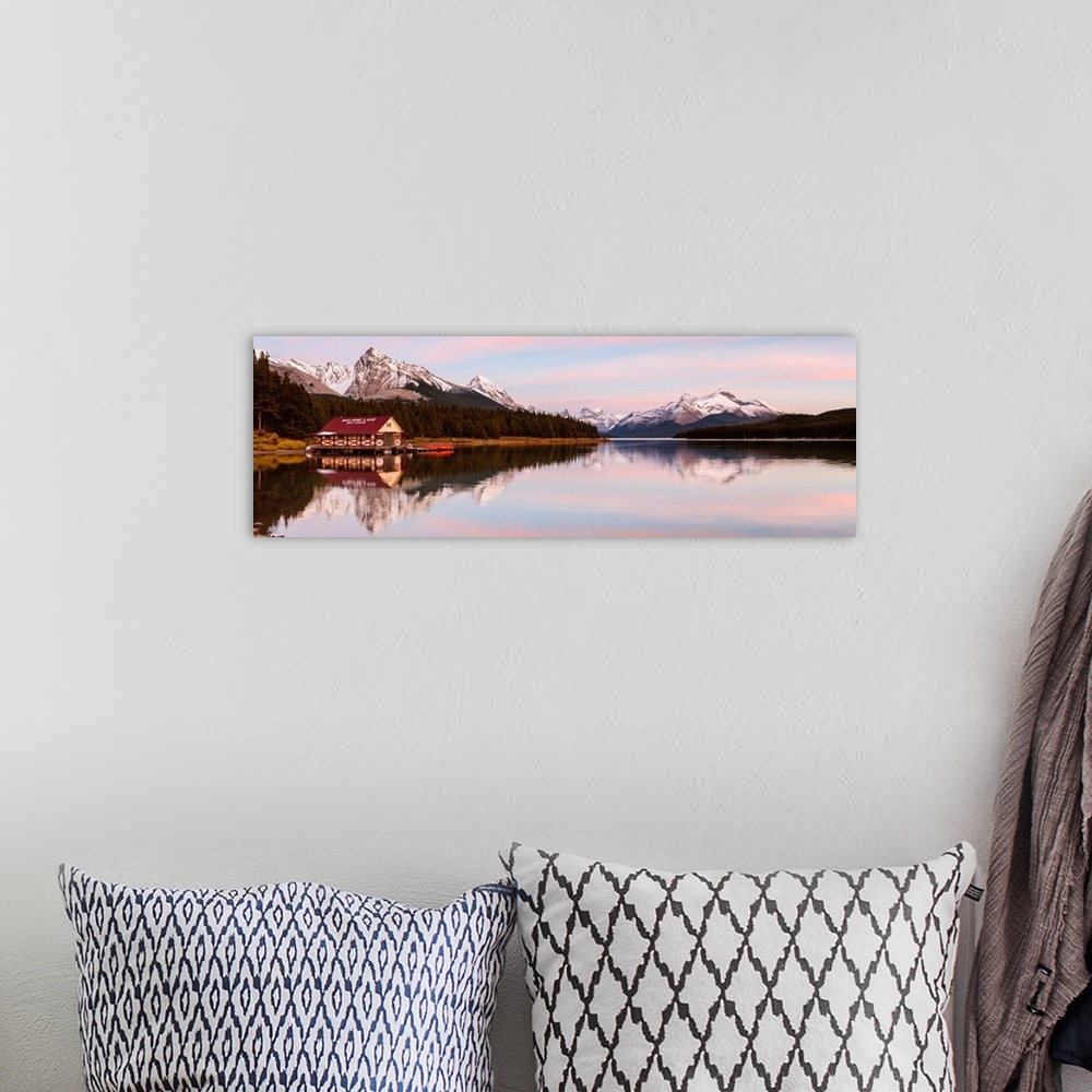 A bohemian room featuring Maligne Lake At Sunset, Jasper National Park, Alberta, Canada
