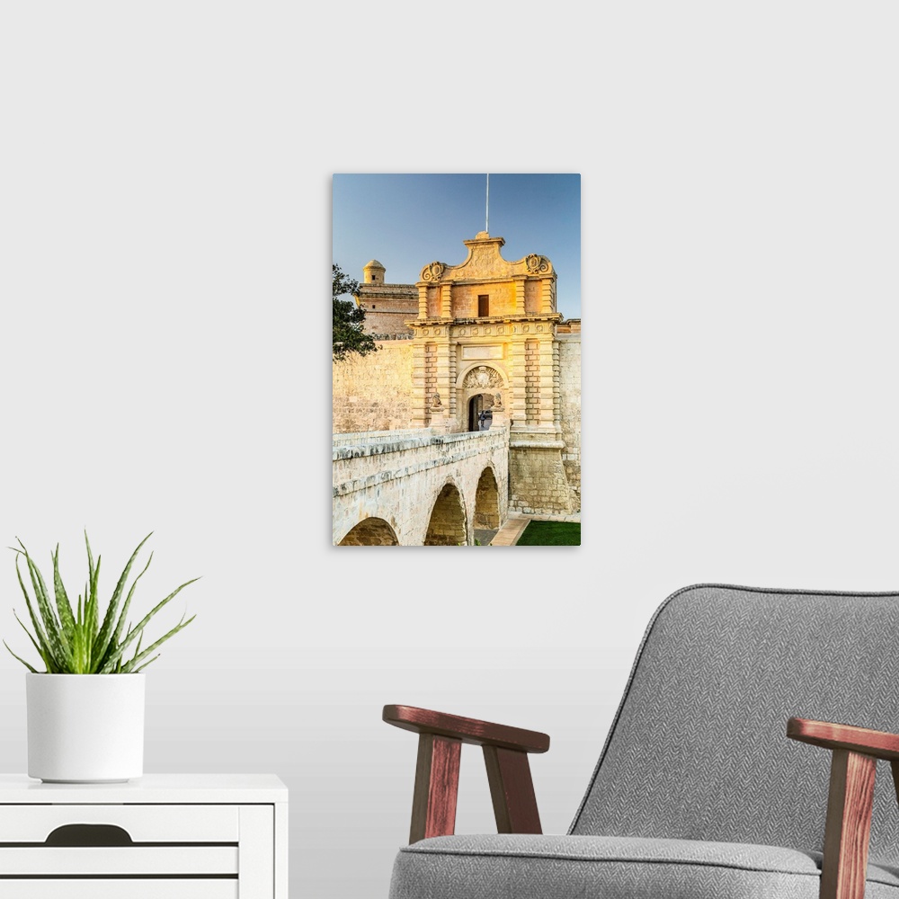 A modern room featuring Malta, malta, mdina (rabat) old walled town, mdina gate.