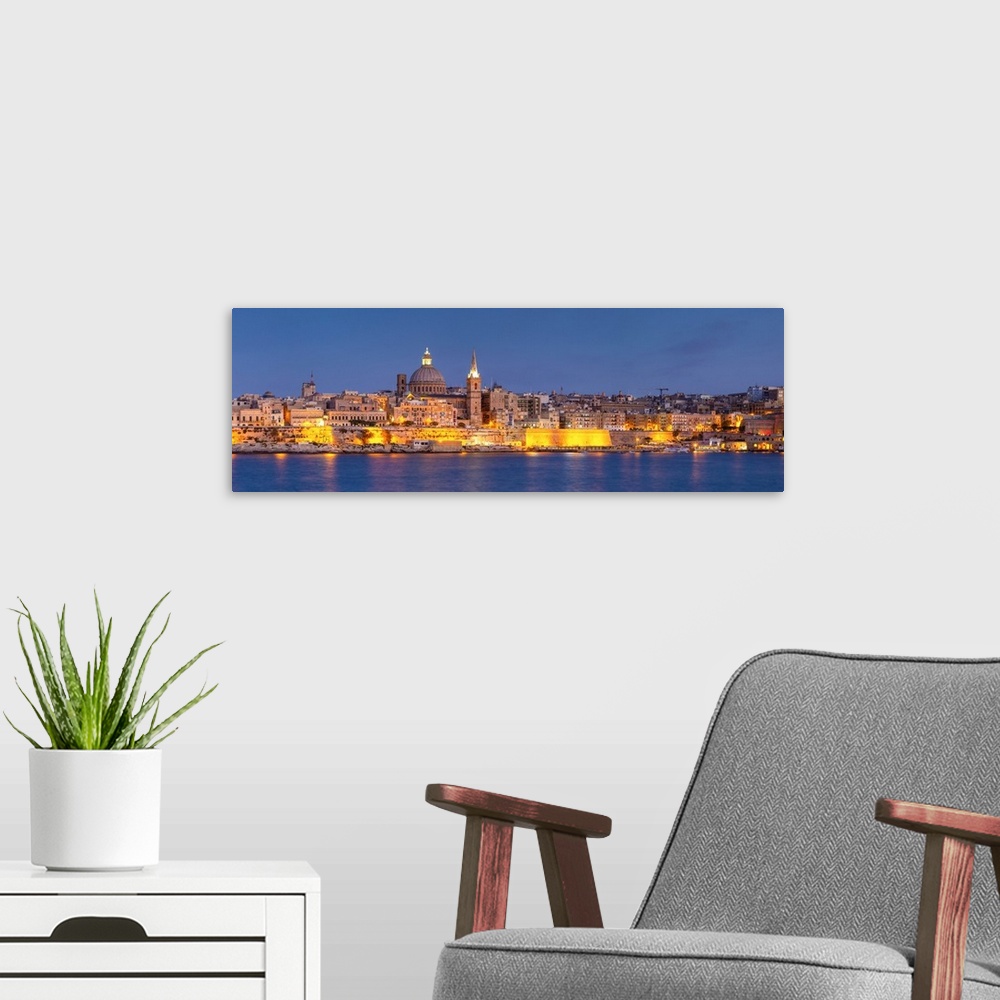A modern room featuring Malta, Malta, Valletta, View over Old Town with St John's Co-Cathedral.