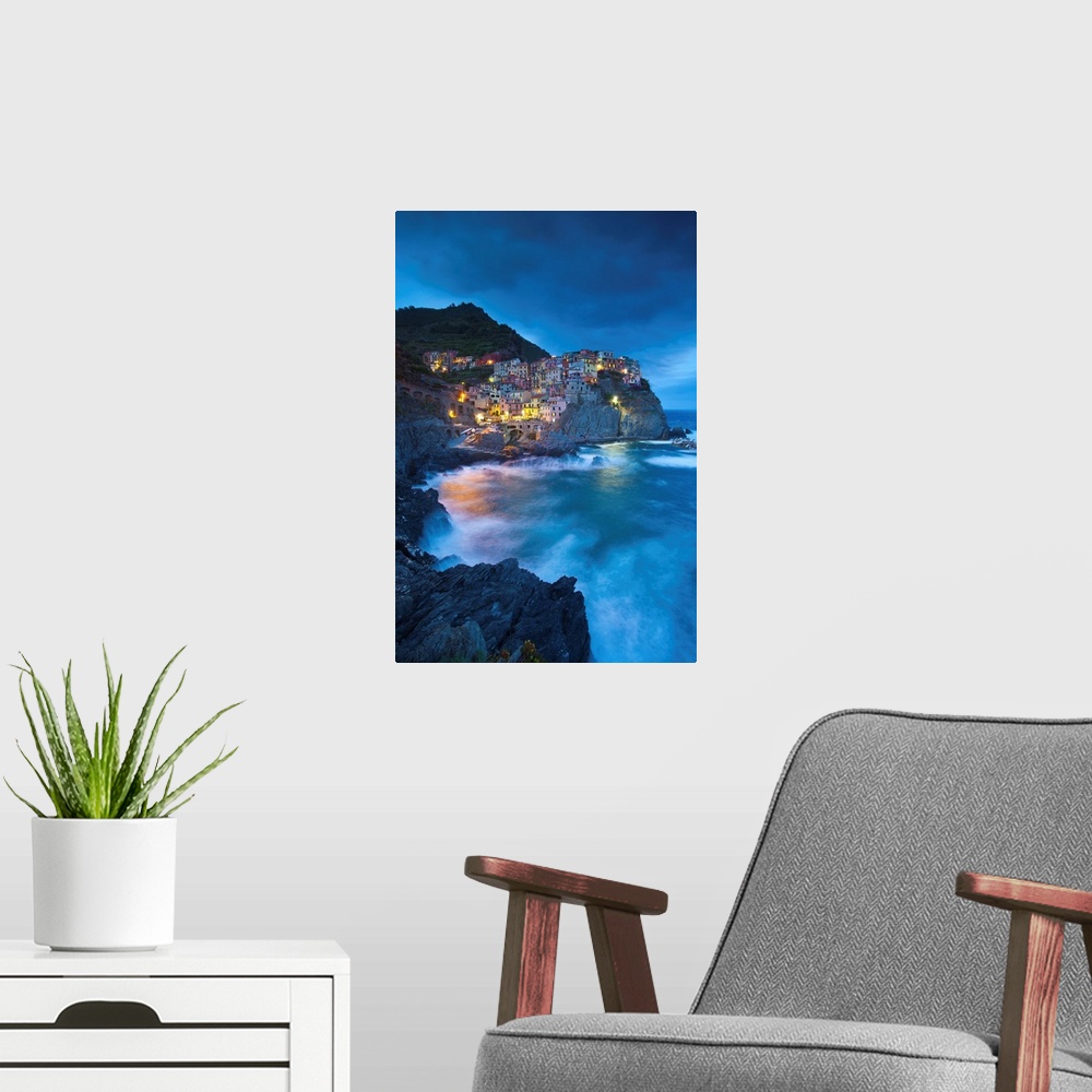 A modern room featuring Manarola, Cinque Terre, Riviera di Levante, Liguria, Italy