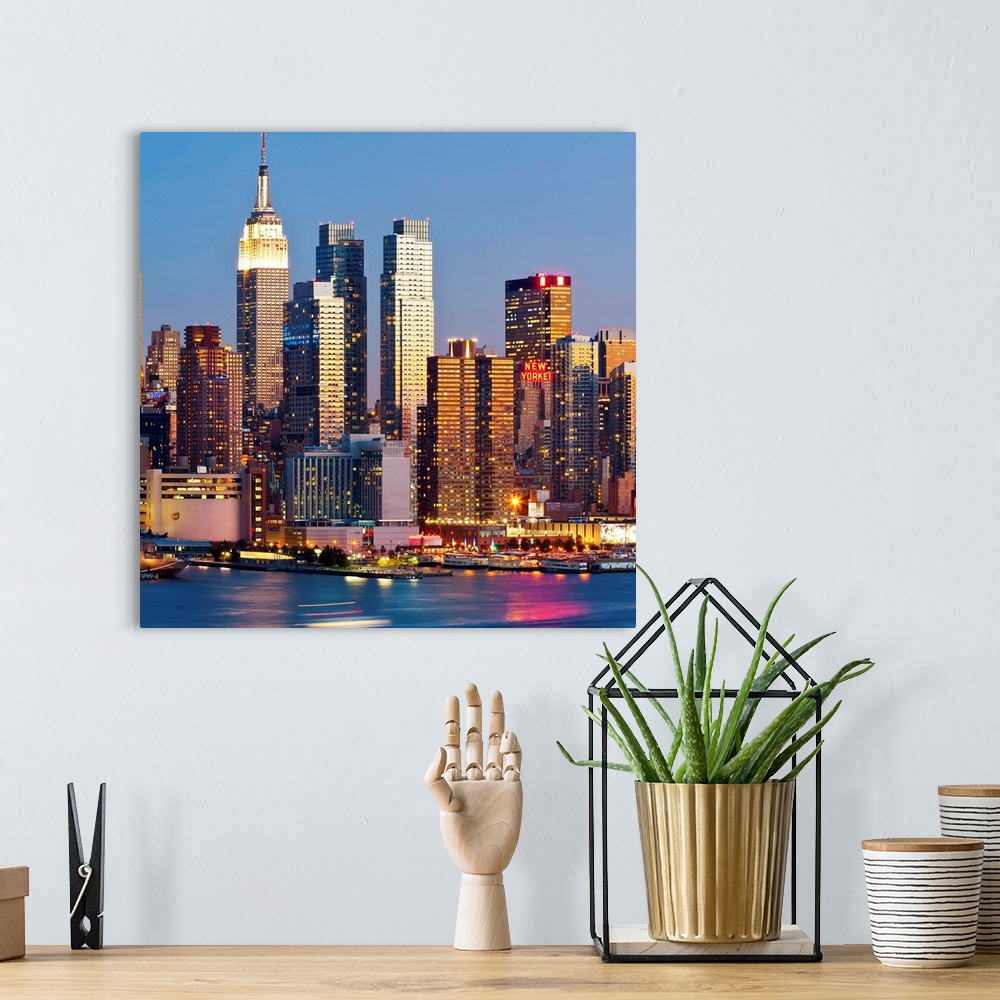 A bohemian room featuring Manhattan, view of Midtown Manhattan across the Hudson River, New York, United States of America