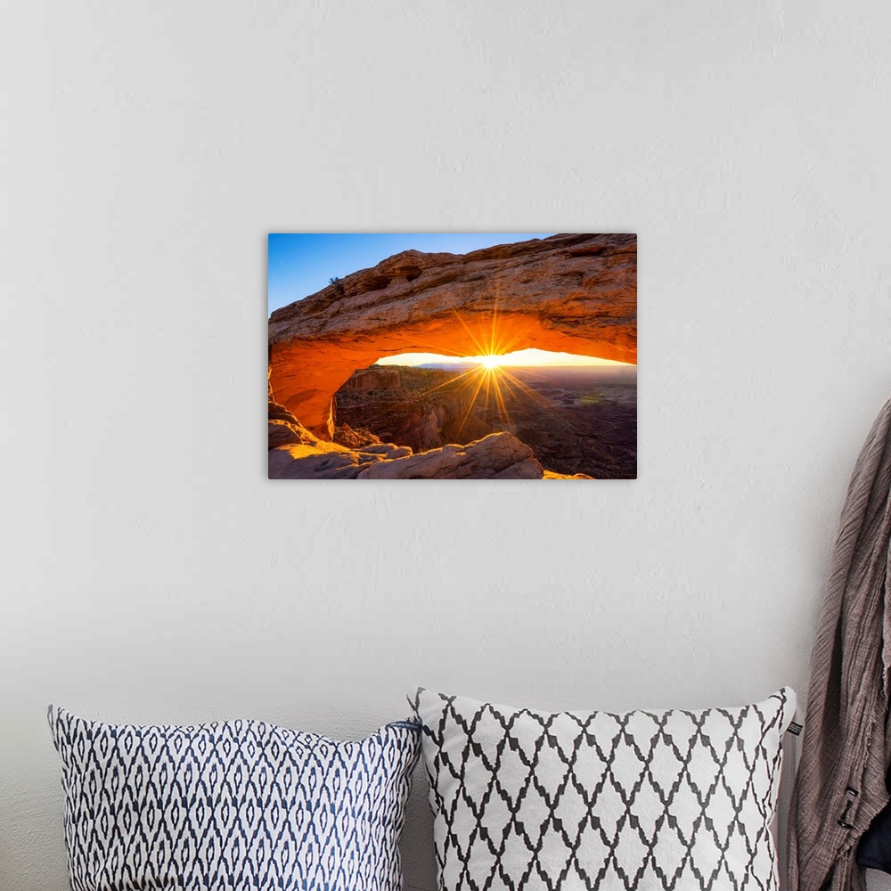 A bohemian room featuring Mesa Arch At Sunrise, Canyonlands National Park, Utah, USA
