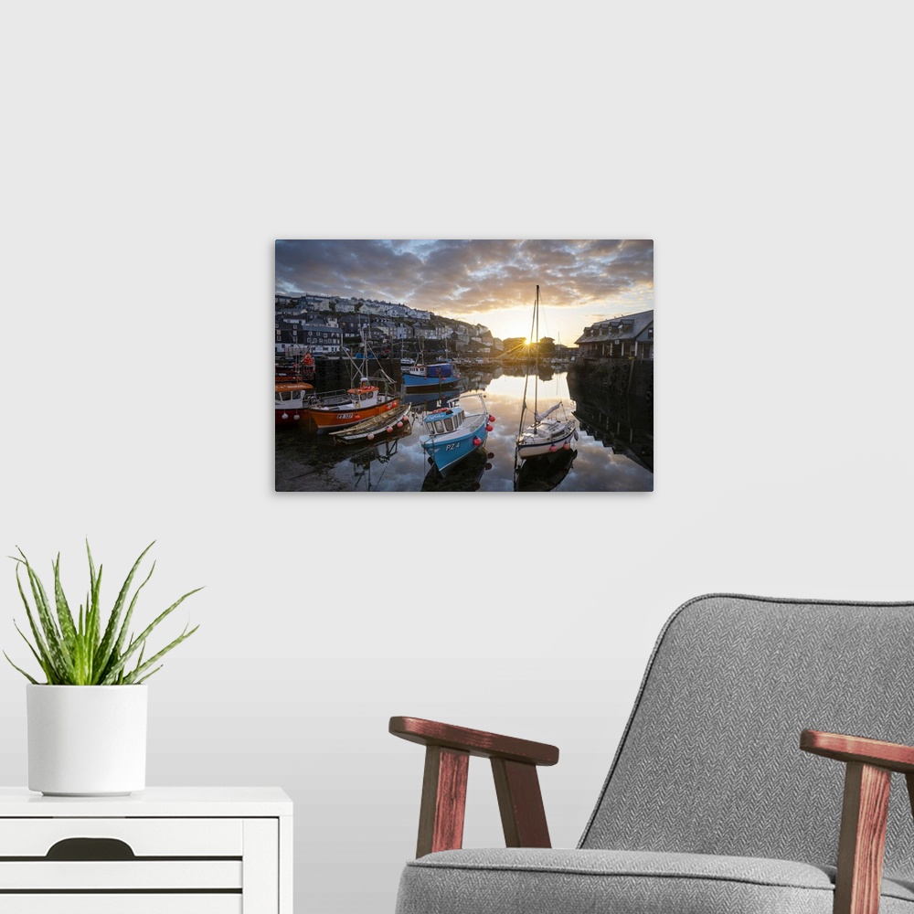 A modern room featuring Mevagissey harbour, Cornwall, England, UK