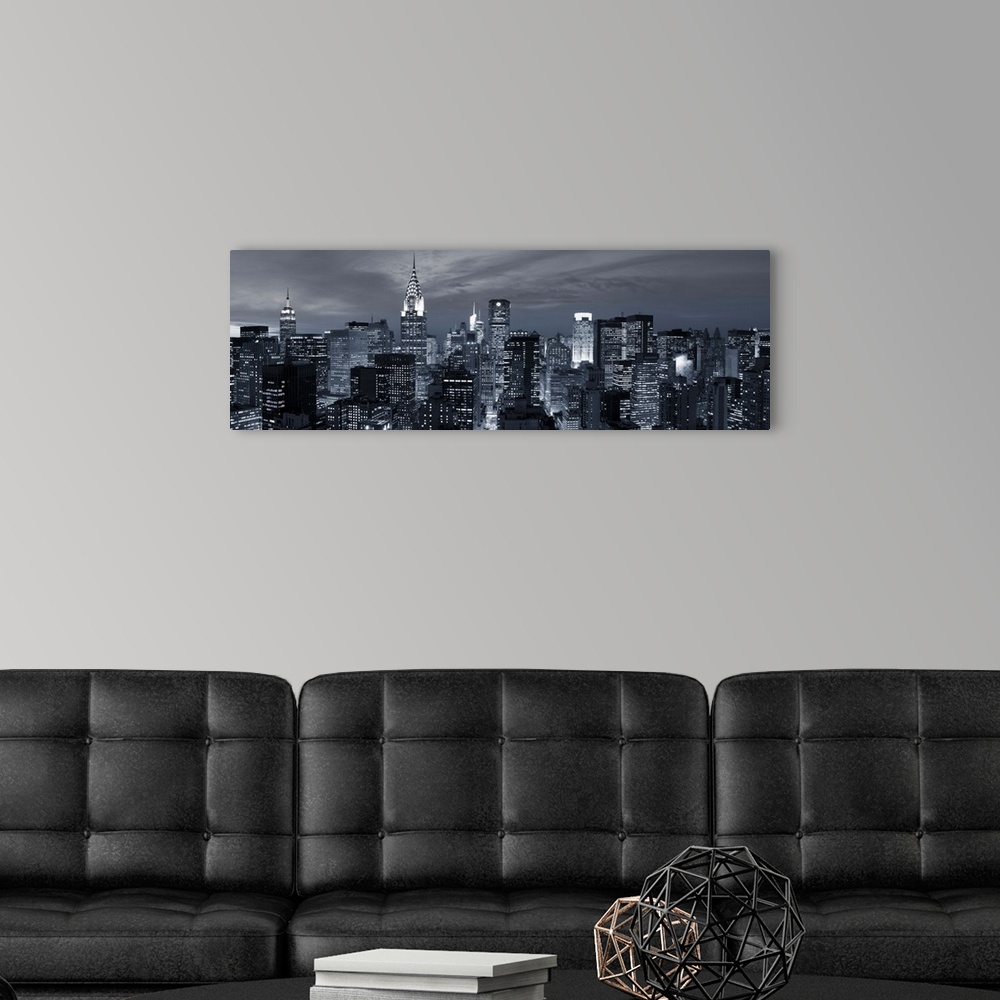 A modern room featuring Midtown skyline with Chrysler Building and Empire State Building, Manhattan, New York