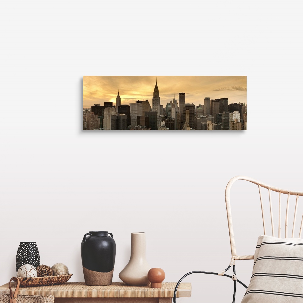 A farmhouse room featuring Midtown skyline with Chrysler Building and Empire State Building, Manhattan, New York
