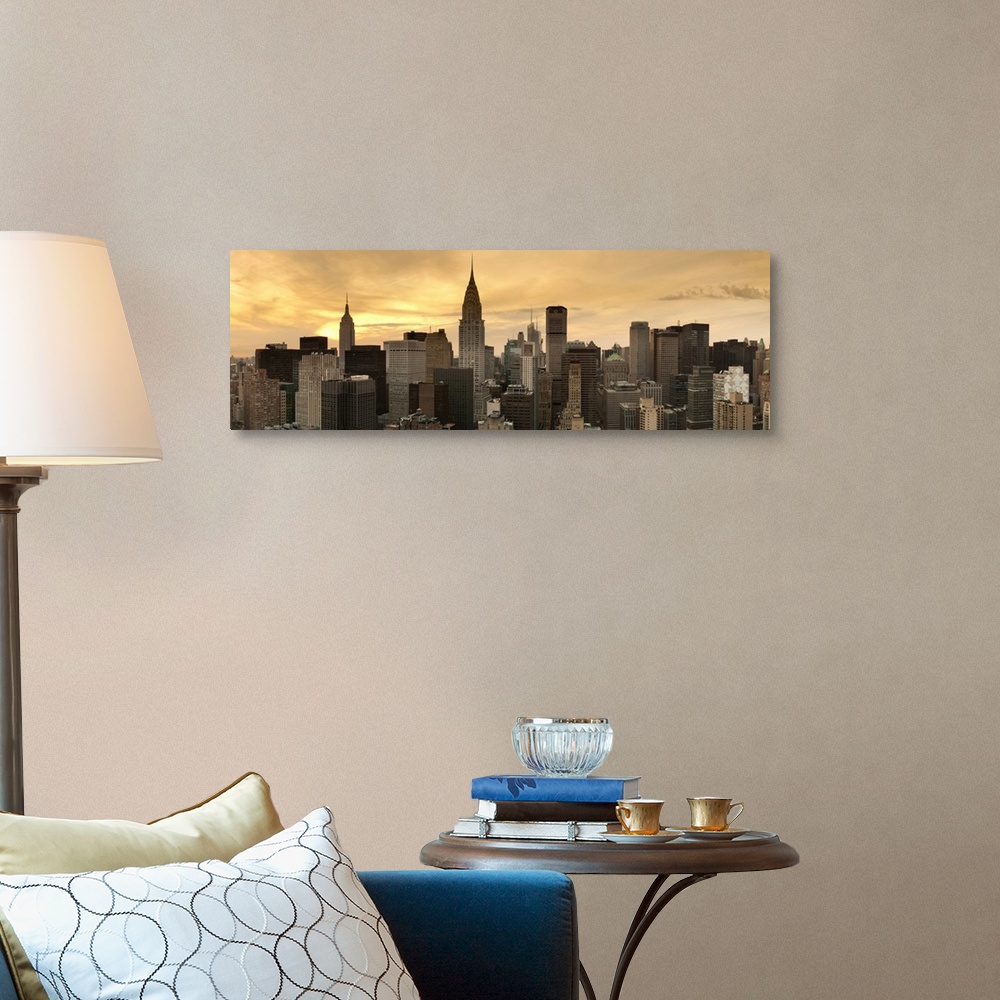 A traditional room featuring Midtown skyline with Chrysler Building and Empire State Building, Manhattan, New York