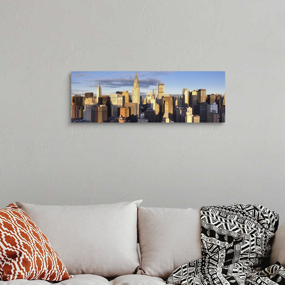 A bohemian room featuring Midtown skyline with Chrysler Building and Empire State Building, Manhattan, New York